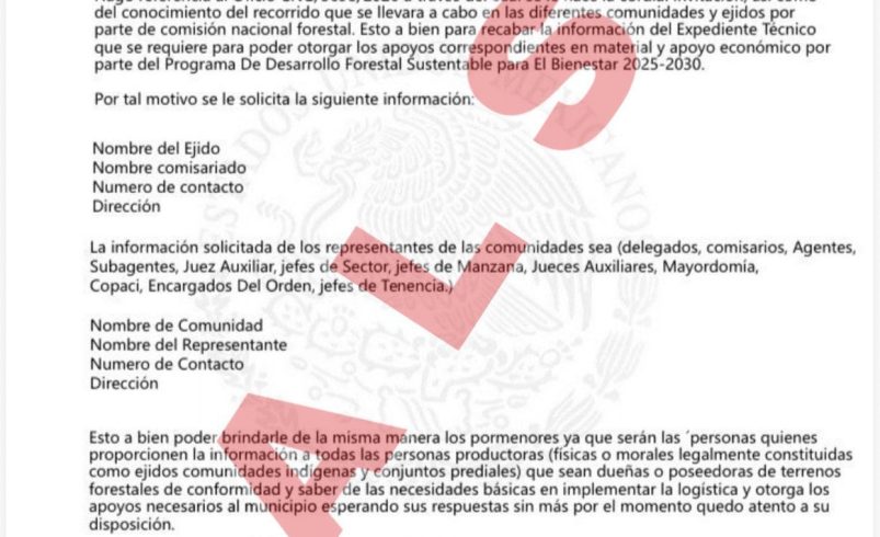 GOBIERNO ESTATAL ALERTA SOBRE FALSO OFICIO DIRIGIDO A AYUNTAMIENTOS